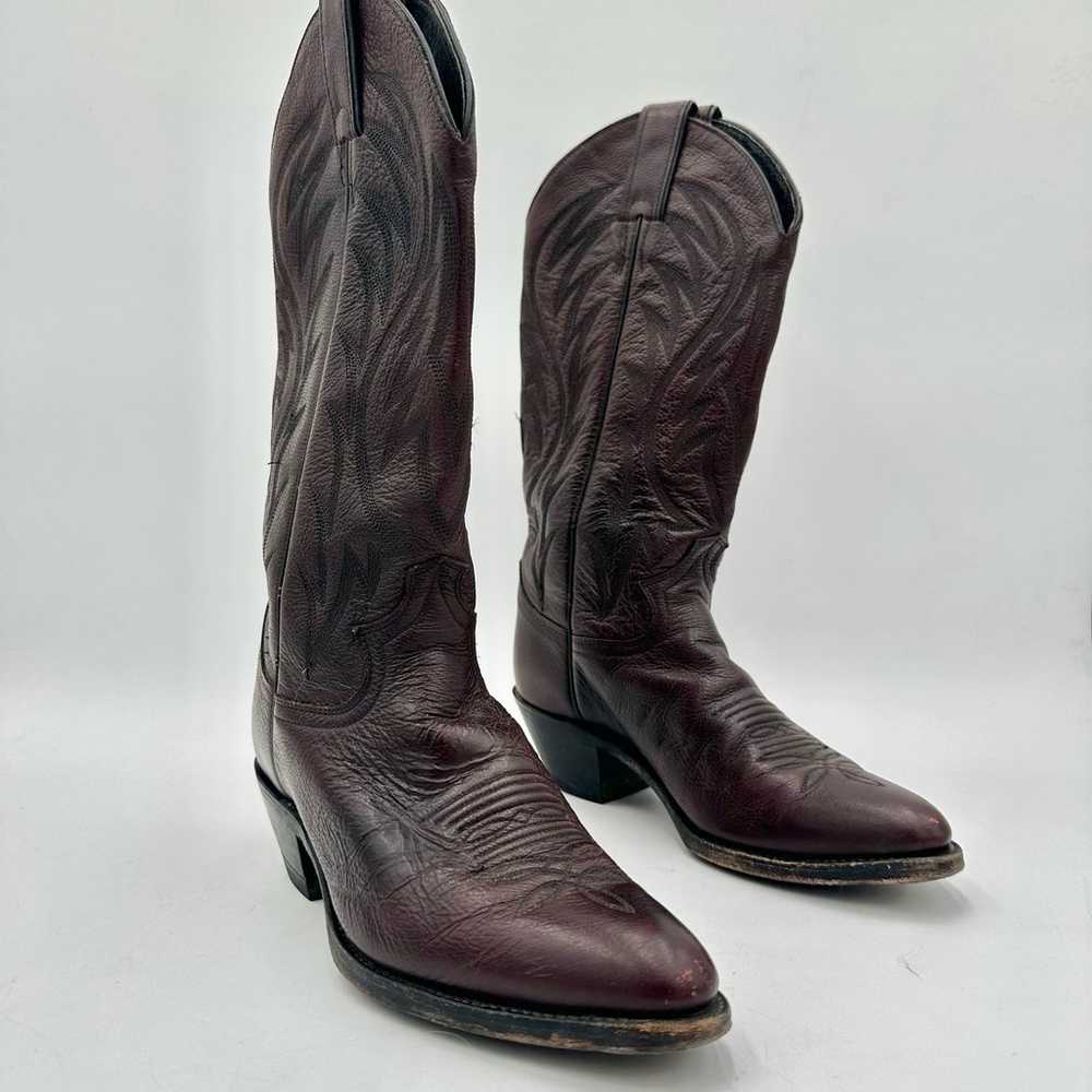 Justin's Brown/Burgundy Leather Embroidered Cowgi… - image 2