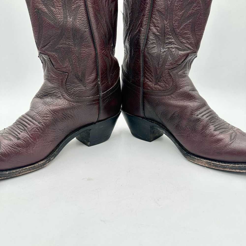 Justin's Brown/Burgundy Leather Embroidered Cowgi… - image 5