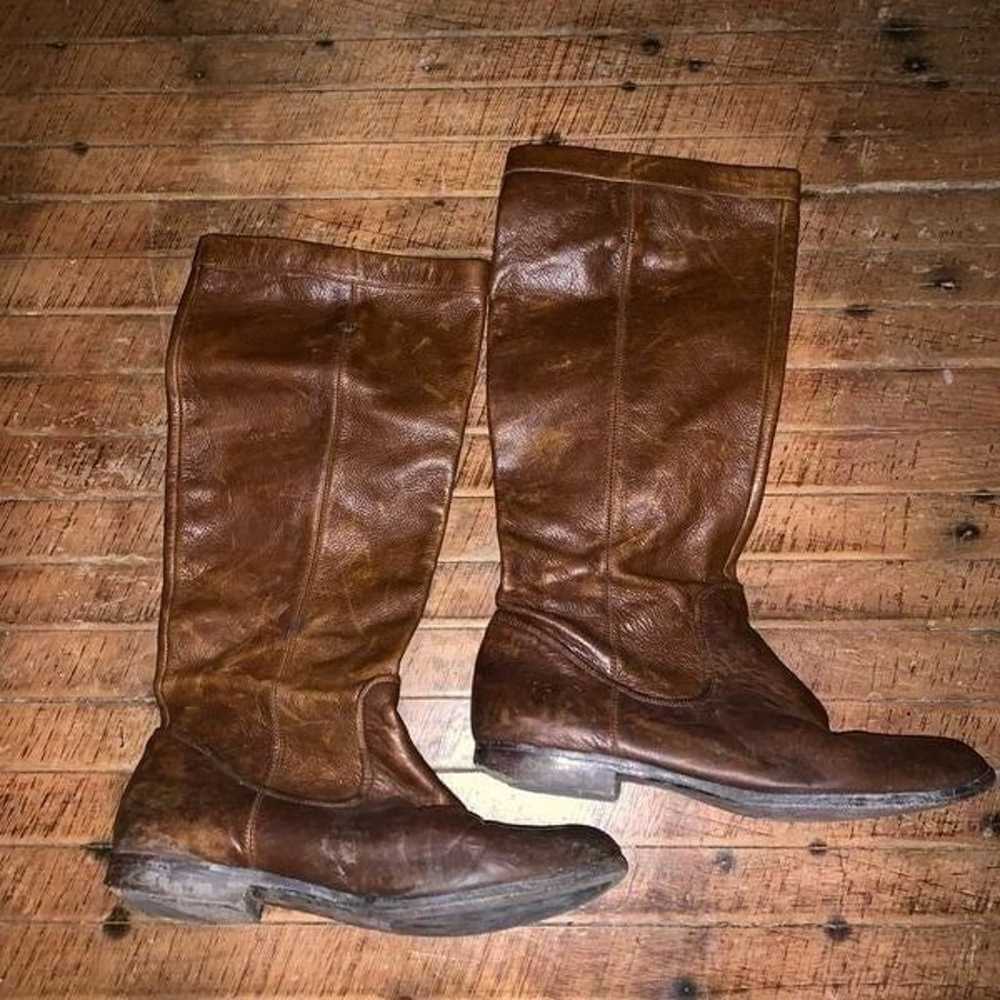 Frye rich brown Cindy slouch leather size 7 tall … - image 1