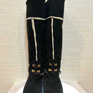 Sergio Rossi Sheepskin Long Boots 35 Black - image 1