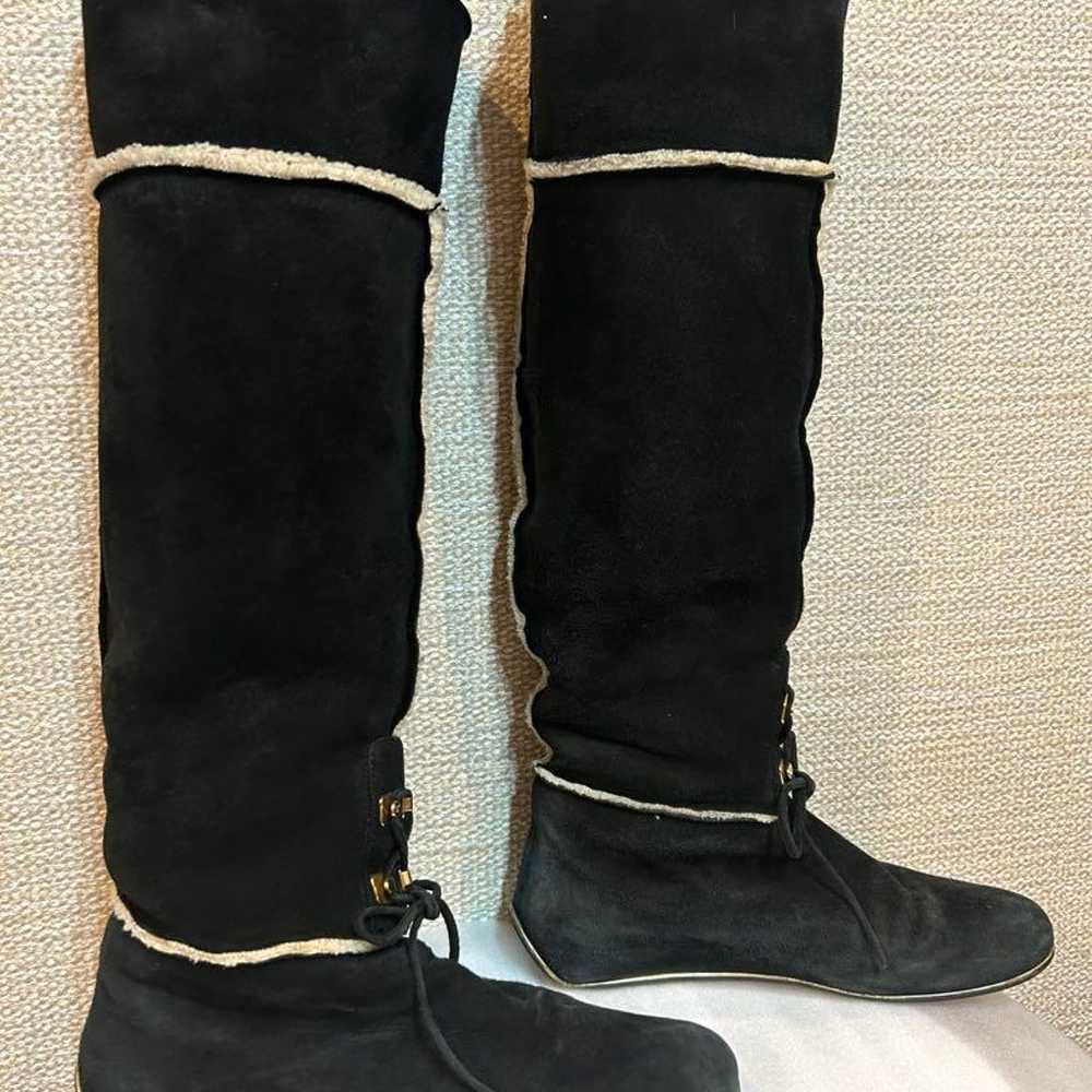 Sergio Rossi Sheepskin Long Boots 35 Black - image 5