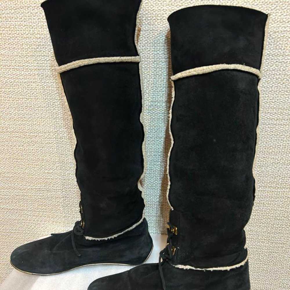 Sergio Rossi Sheepskin Long Boots 35 Black - image 6