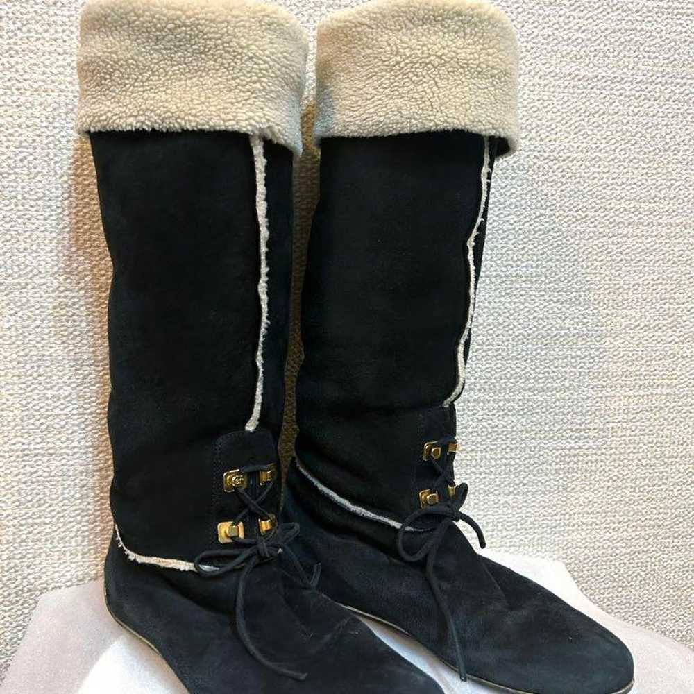 Sergio Rossi Sheepskin Long Boots 35 Black - image 7