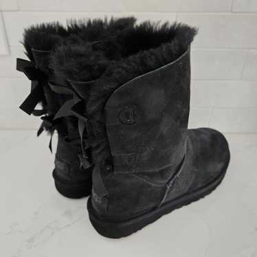 Ugg Bailey Bow II Black Suede Mid-Calf Winter Boo… - image 1