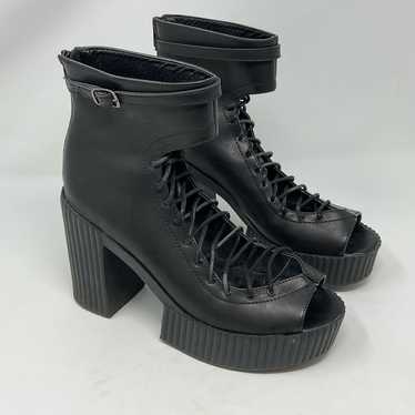 TUK Lace-Up Platform Block Heel Boots