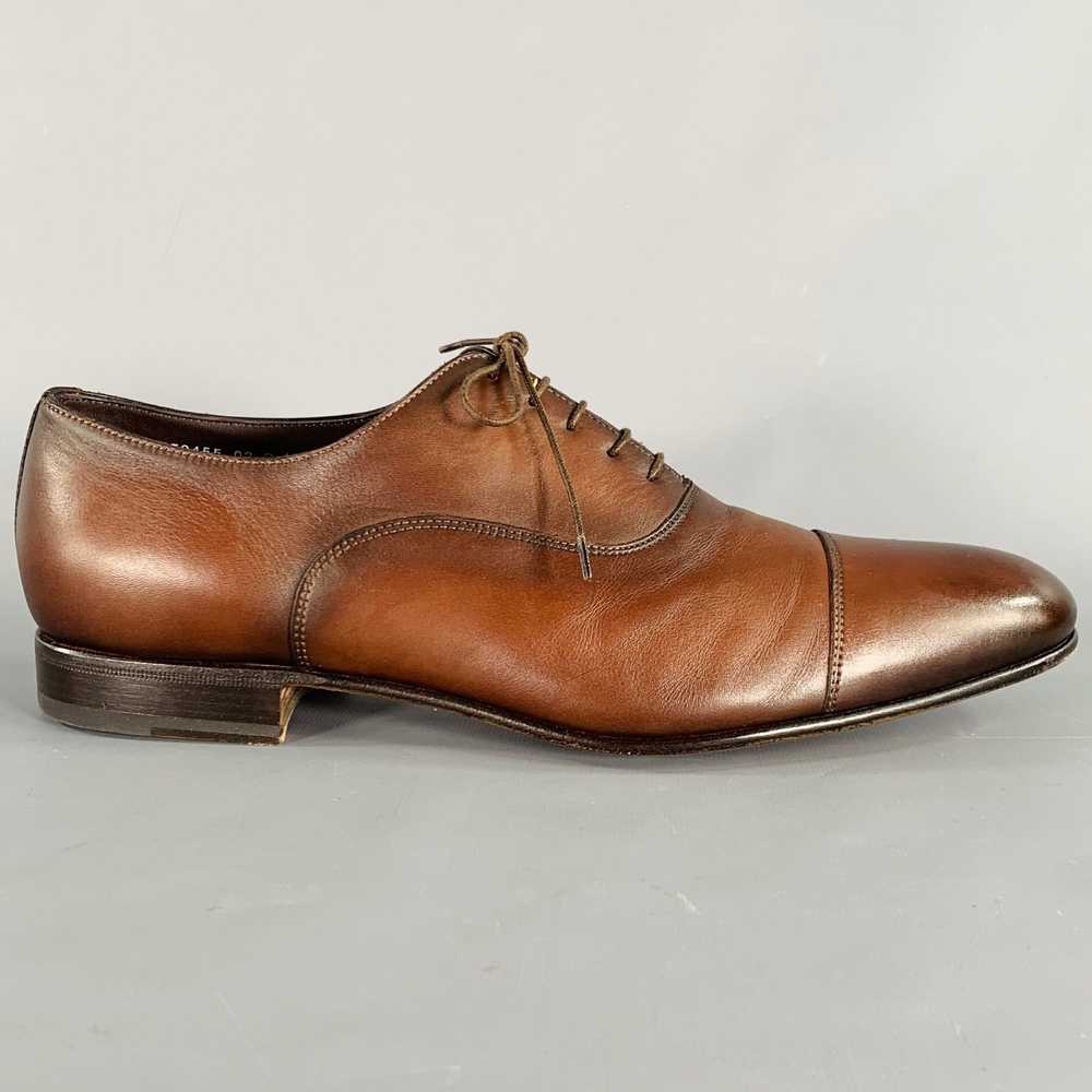 Santoni Darian Brown Leather Cap Toe Oxford Lace-… - image 2