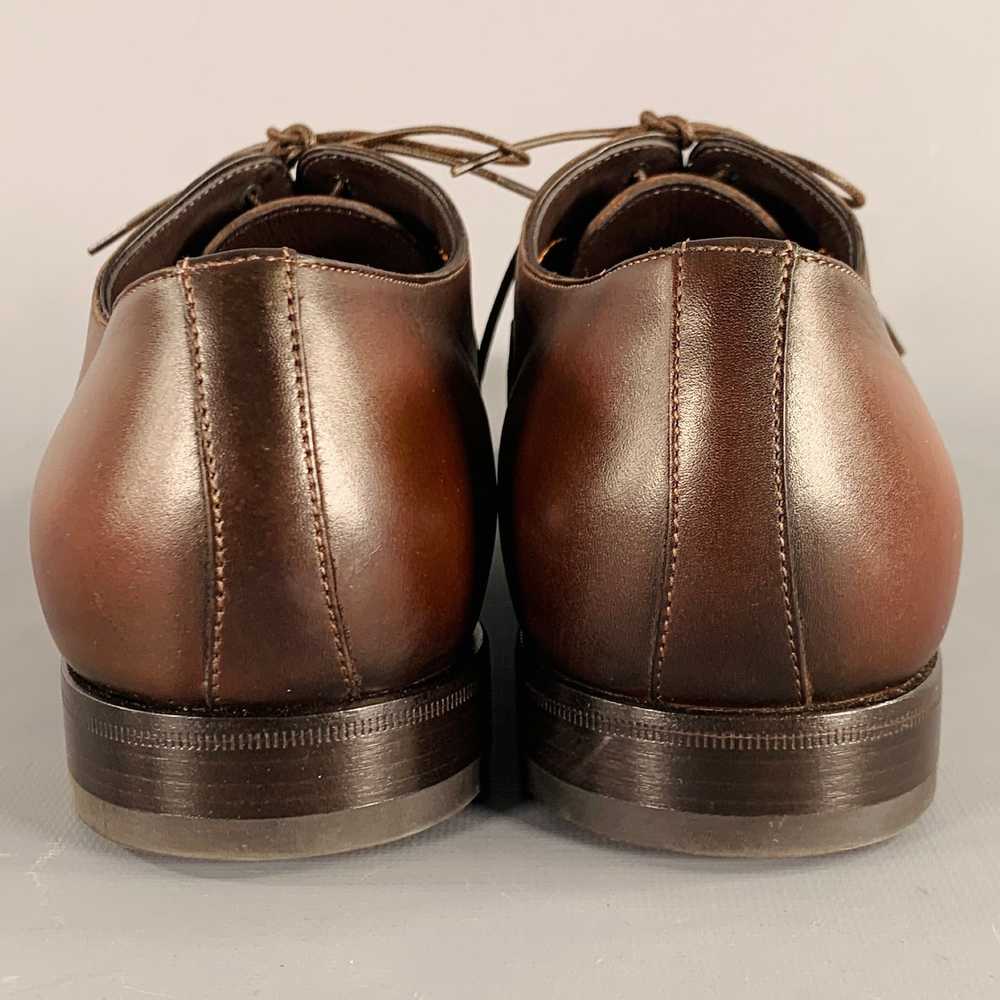 Santoni Darian Brown Leather Cap Toe Oxford Lace-… - image 3