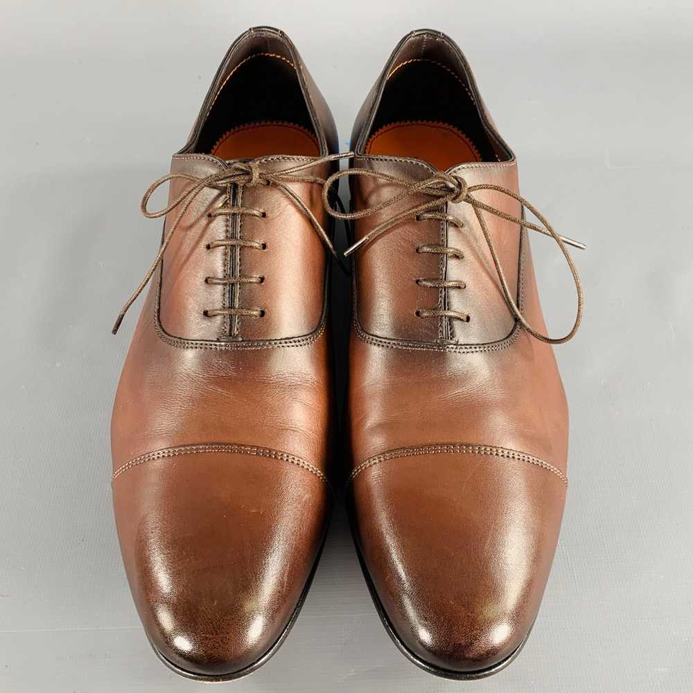 Santoni Darian Brown Leather Cap Toe Oxford Lace-… - image 4