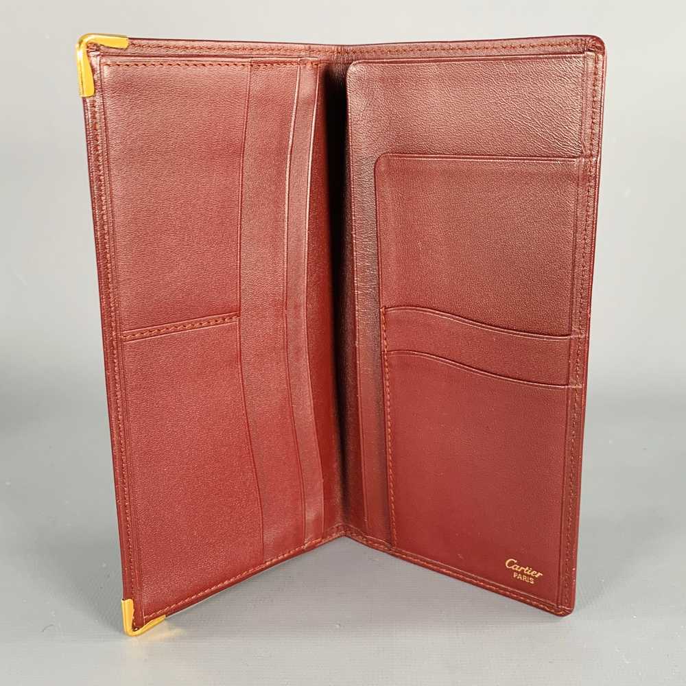 Cartier CARTIER Burgundy Gold Checkbook Wallet - image 2