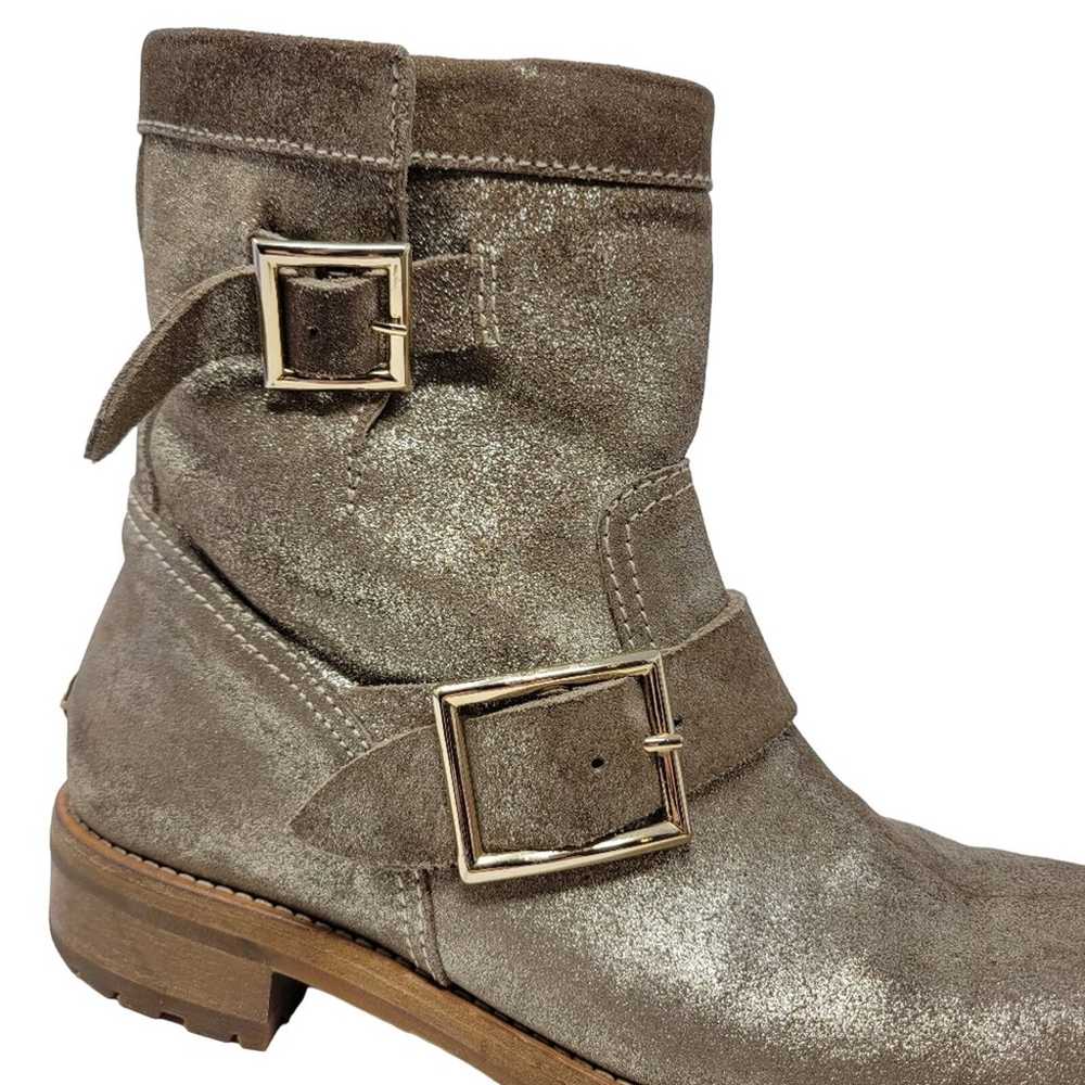 Jimmy Choo Metallic Suede Youth Biker Boots Buckl… - image 6