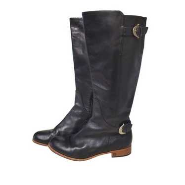 UGG Amberlee Black Leather Tall Riding Boots 1921 