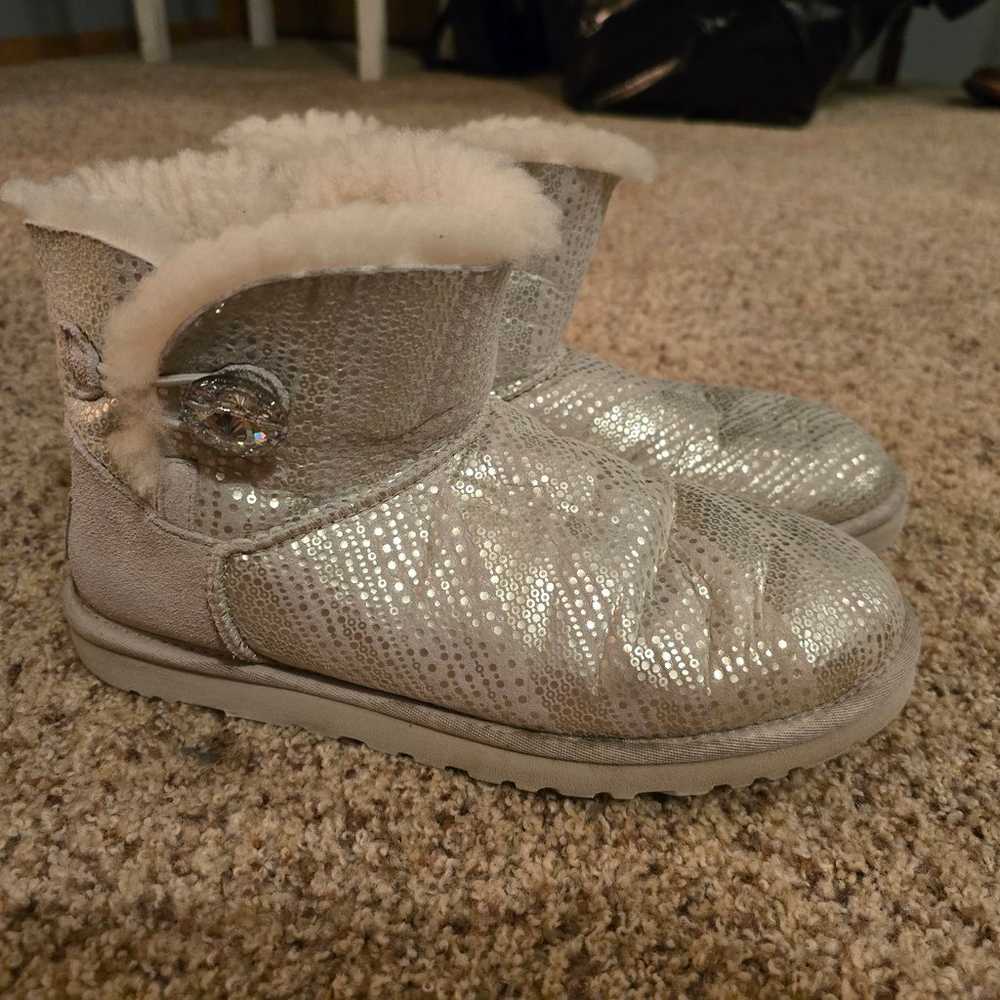 UGG Mini Bailey Button Bling Snow Boots Womens Si… - image 2