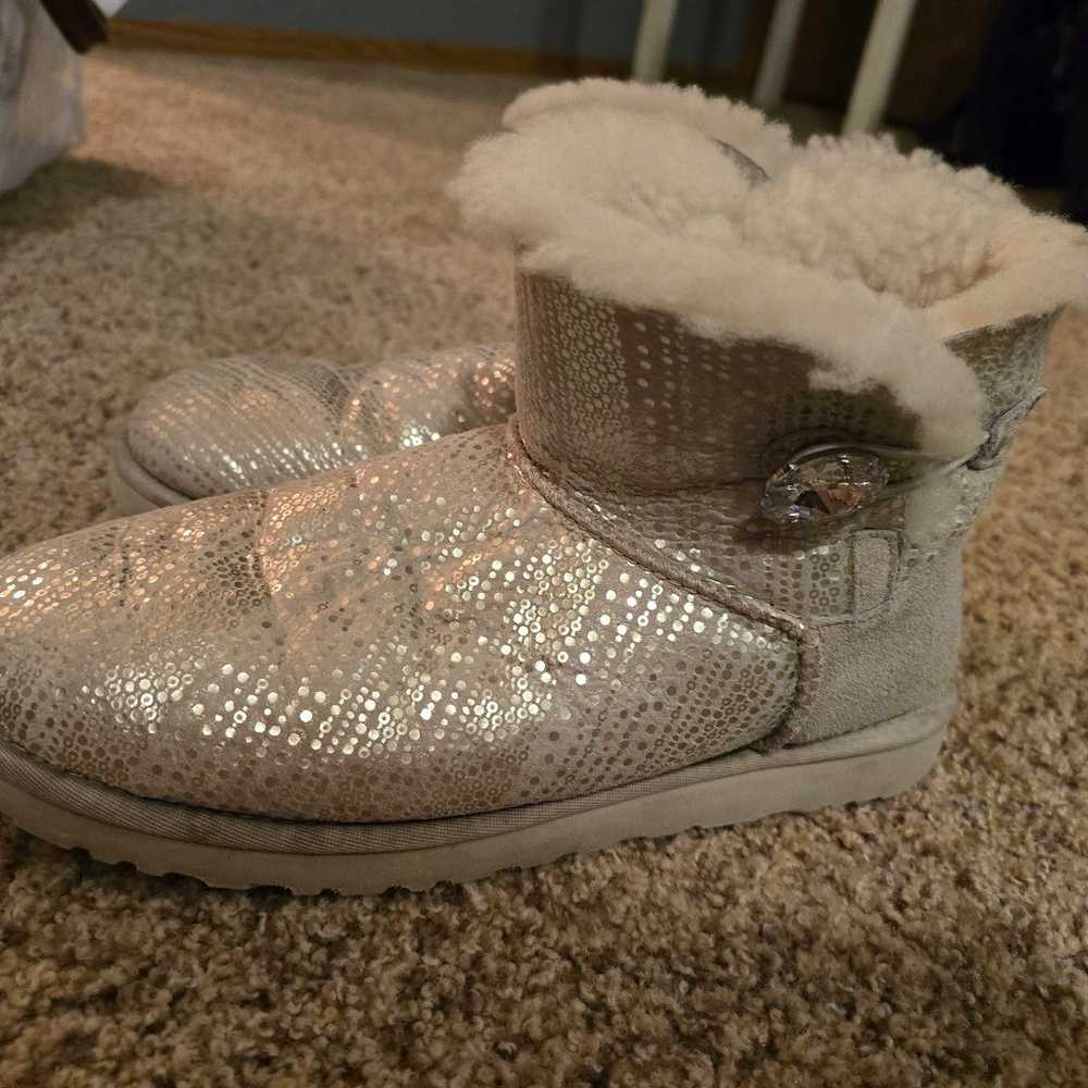 UGG Mini Bailey Button Bling Snow Boots Womens Si… - image 3