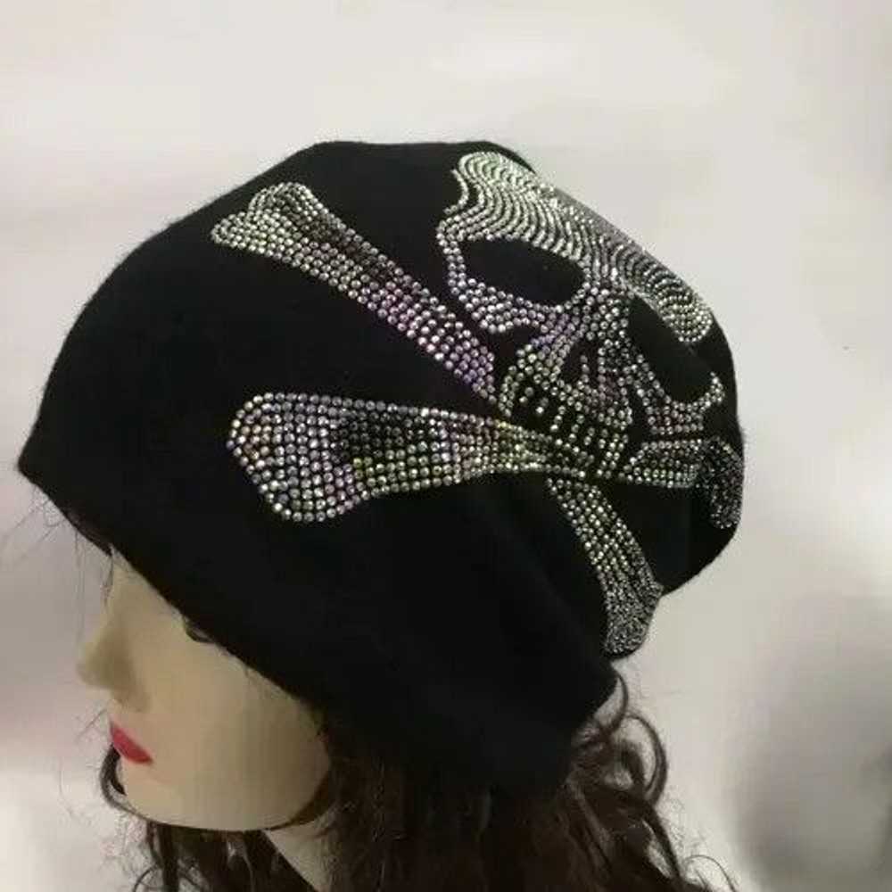 Hat × Streetwear Punk Gothic Black Skull Beanie H… - image 3