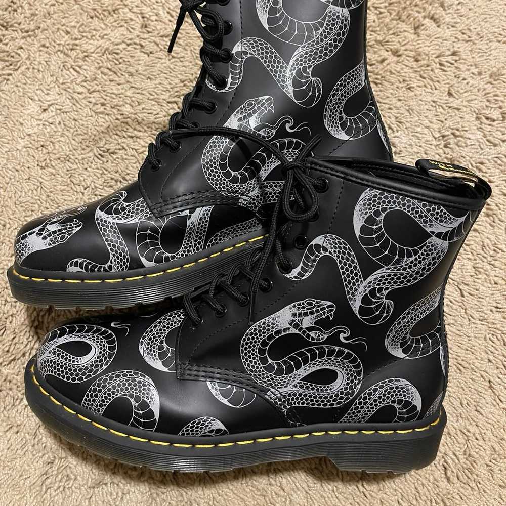 Dr. Martens 1460 Serpent Print Leather Lace Up Bo… - image 3