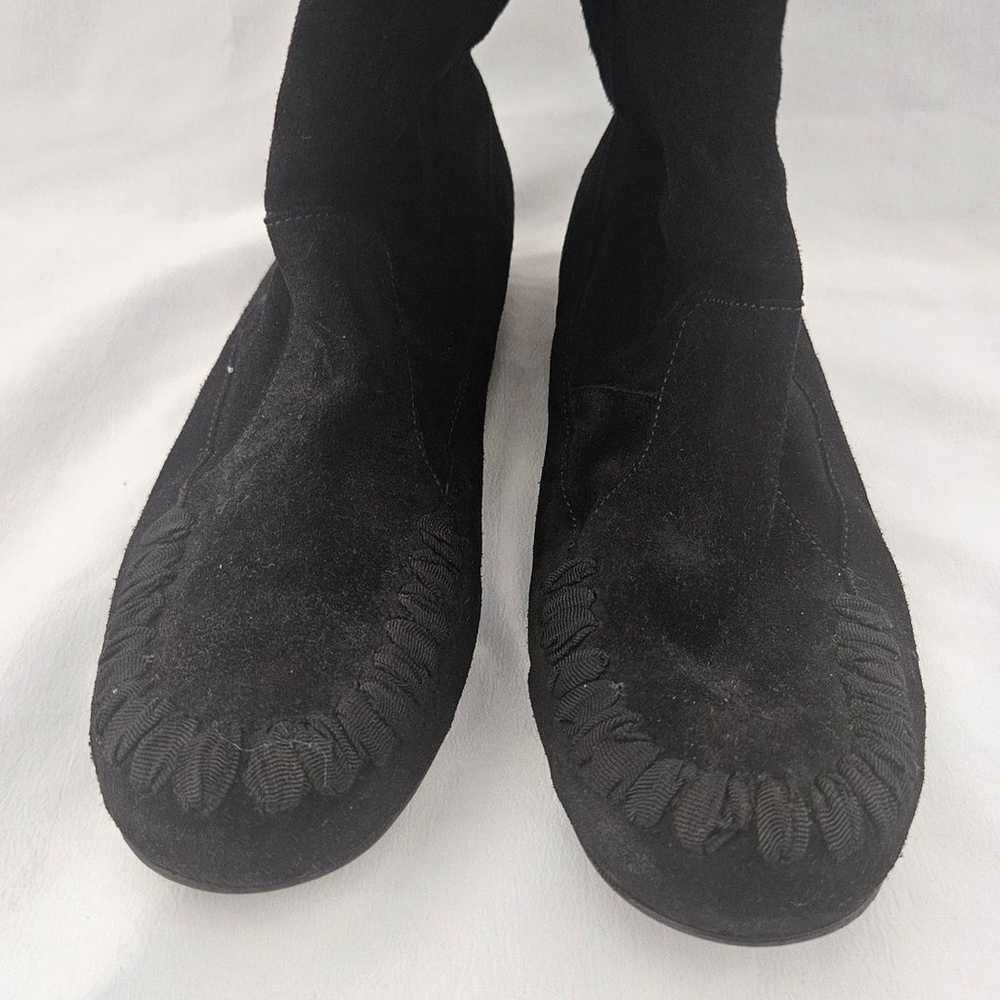 LANVIN Black Leather Knee High Moccasin Boot sz 4… - image 3