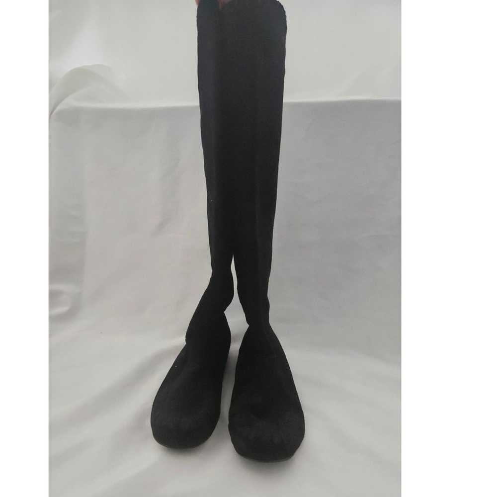 LANVIN Black Leather Knee High Moccasin Boot sz 4… - image 4