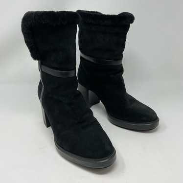 Aquatalia Isolda Suede Tall Booties Black