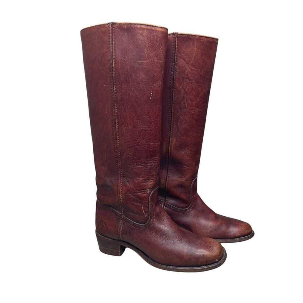 Vintage Brown Leather Tall  Frye Campus Boots Wom… - image 1