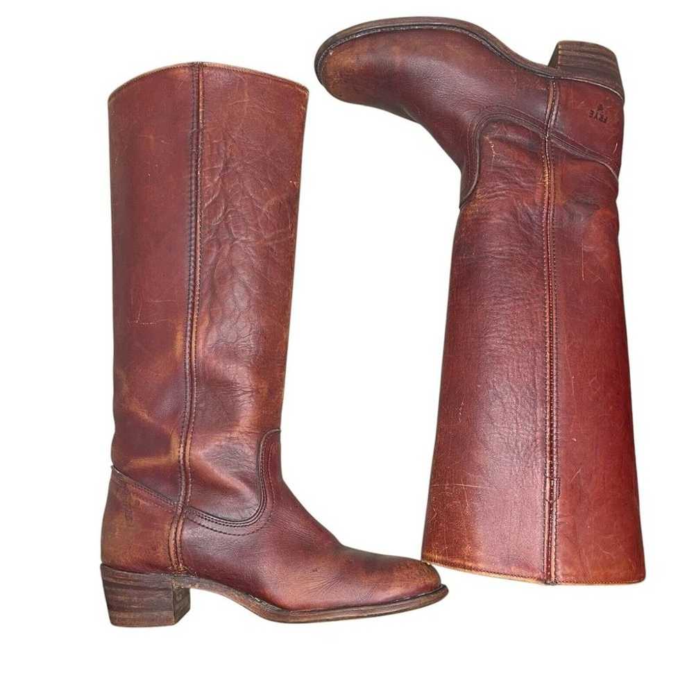 Vintage Brown Leather Tall  Frye Campus Boots Wom… - image 6