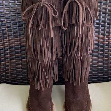 Michael Kors Suede Western Fringe Boots