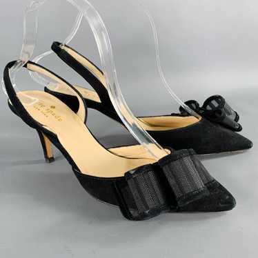 Kate Spade KATE SPADE Size 7 Black Suede Bow Slin… - image 1