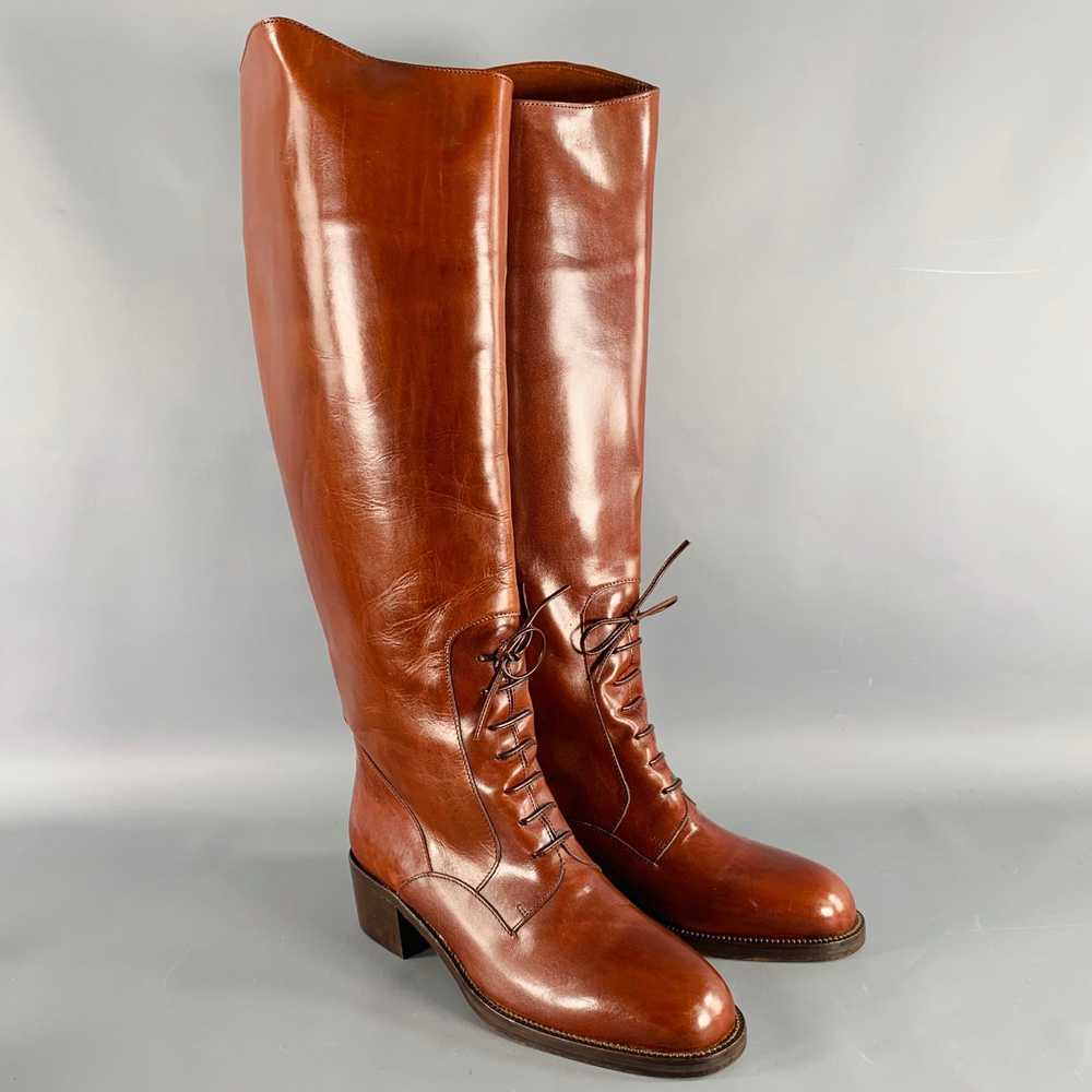 Designer JOAN & DAVID Size 8 Brown Cognac Leather… - image 1