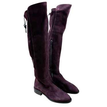 Aquatalia Norina Stretch Suede Riding Boot Maroon… - image 1