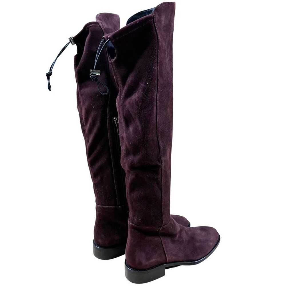 Aquatalia Norina Stretch Suede Riding Boot Maroon… - image 2