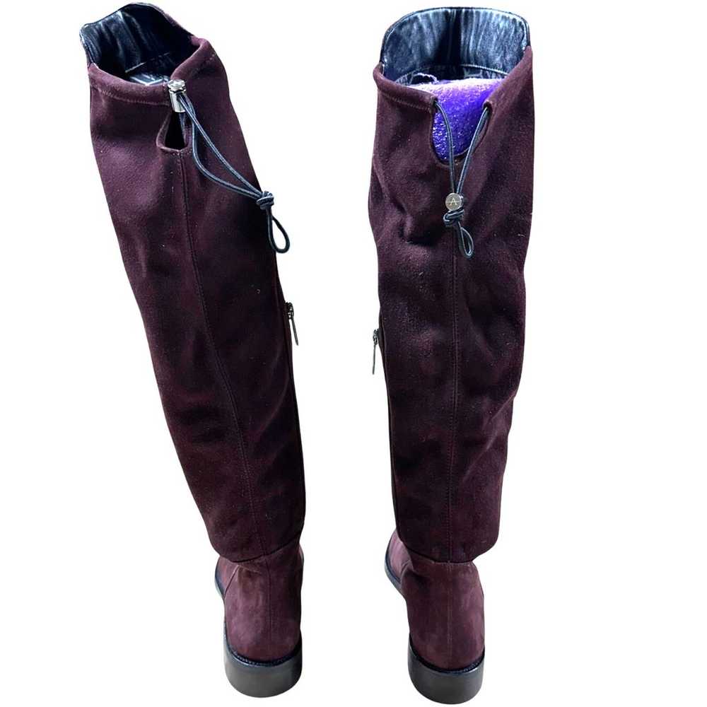 Aquatalia Norina Stretch Suede Riding Boot Maroon… - image 3