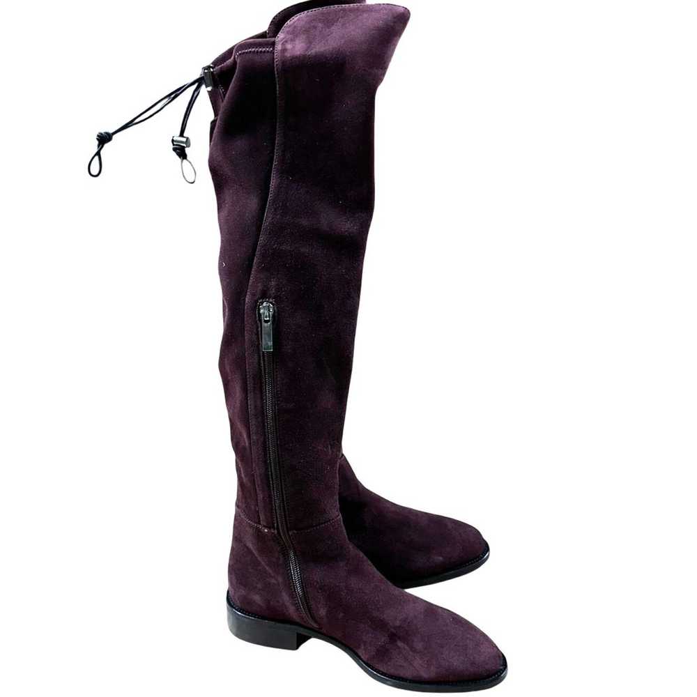 Aquatalia Norina Stretch Suede Riding Boot Maroon… - image 4