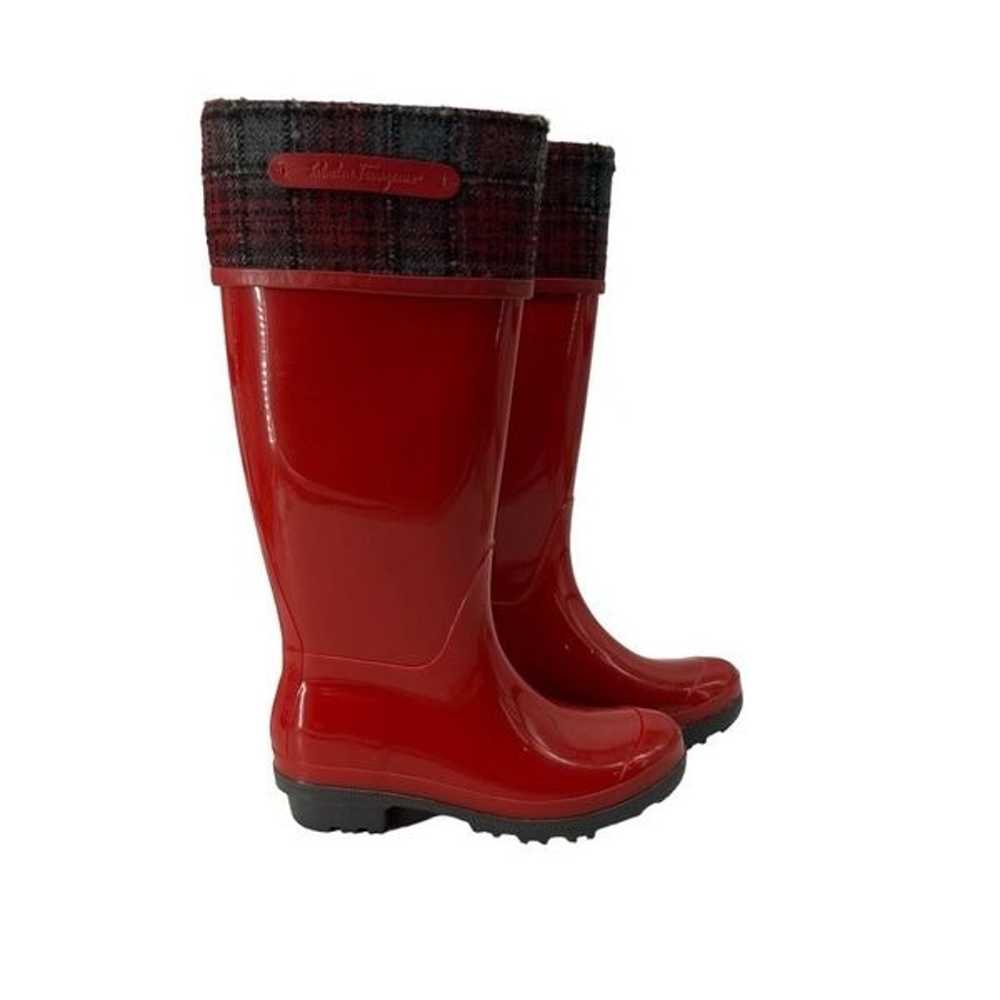 Salvatore Ferragamo Wellington Red Rain Boots Pla… - image 1