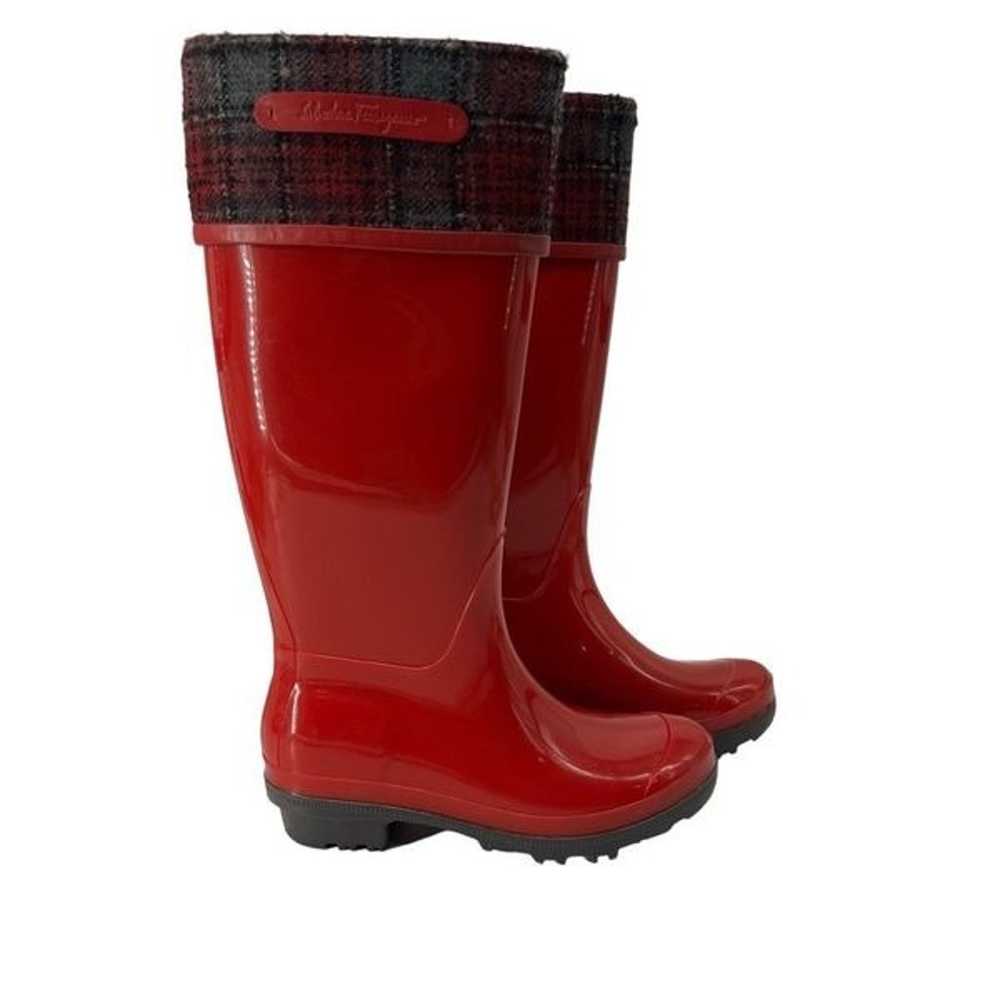 Salvatore Ferragamo Wellington Red Rain Boots Pla… - image 3