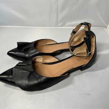 Lewit Italy Alessia Black Pointed Toe Ruffle Flat - image 1