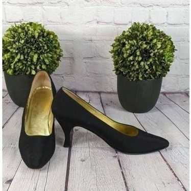 Bruno Magli Black Fabric Pumps Kitten Heels - Size