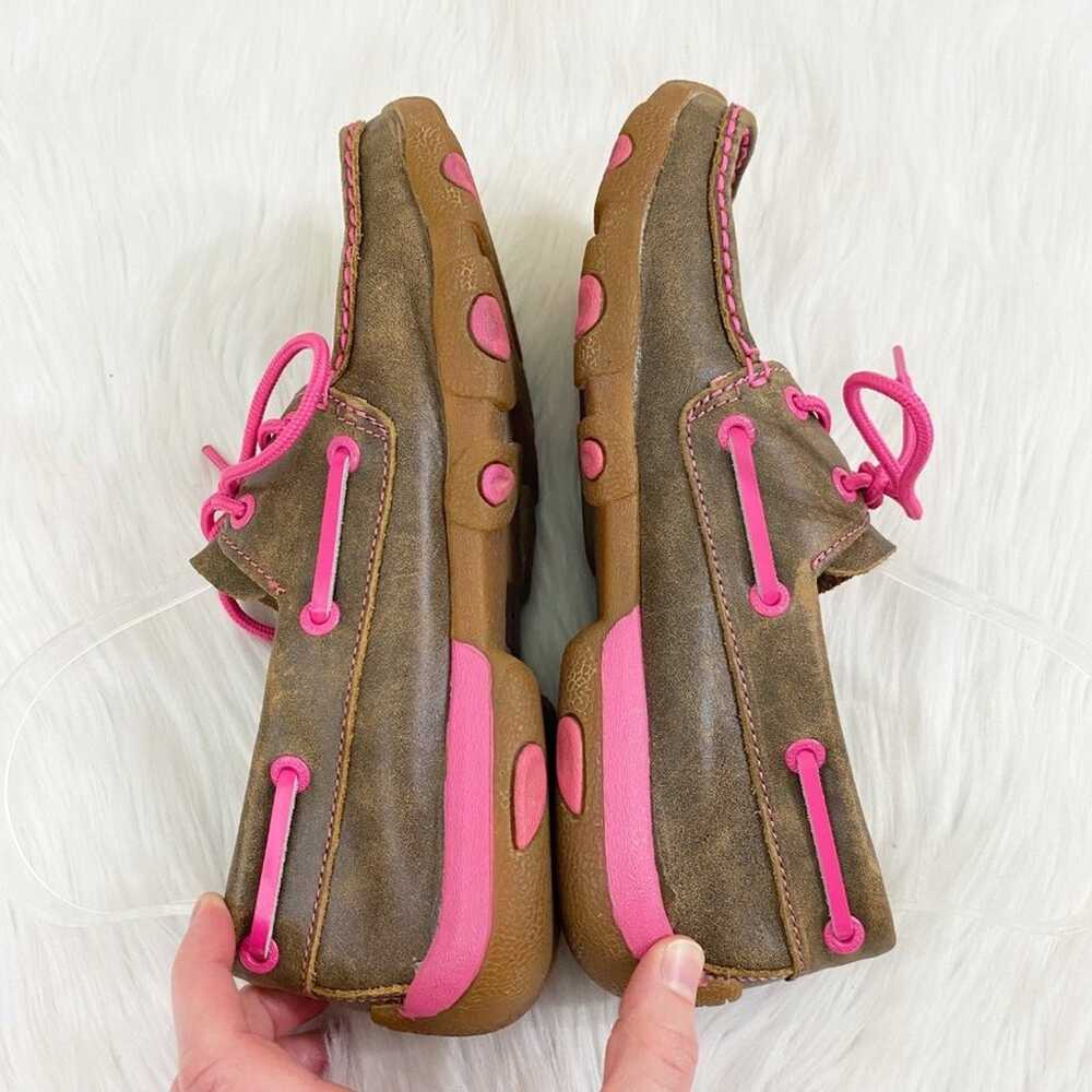 Twisted X Tan/Pink Leather Boat Shoes Women's Siz… - image 5