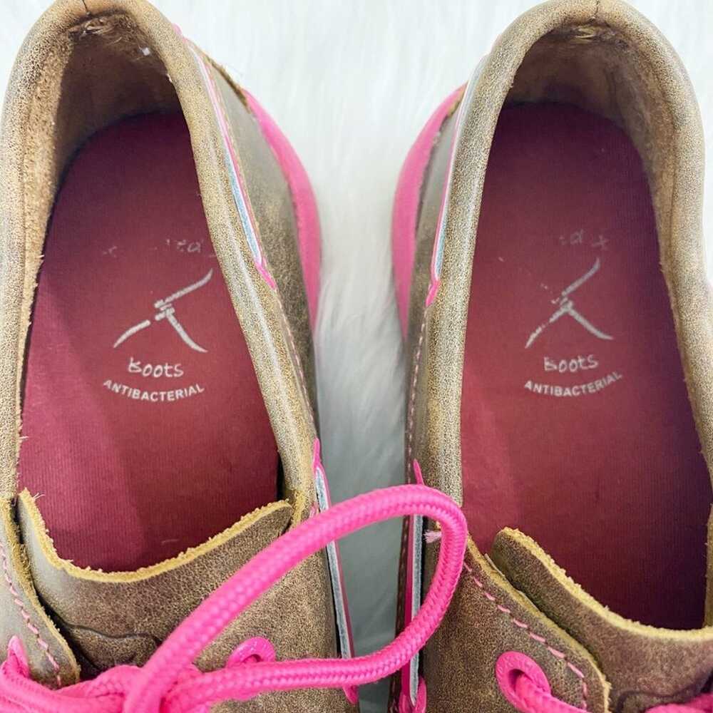 Twisted X Tan/Pink Leather Boat Shoes Women's Siz… - image 7