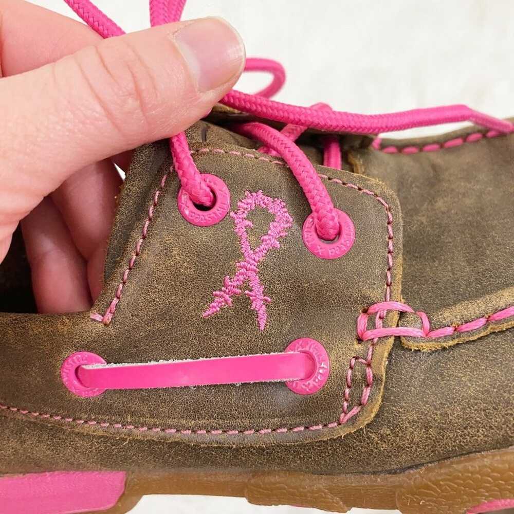 Twisted X Tan/Pink Leather Boat Shoes Women's Siz… - image 8