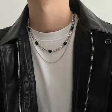 Chain × Jewelry × Streetwear Black Crystal Necklac