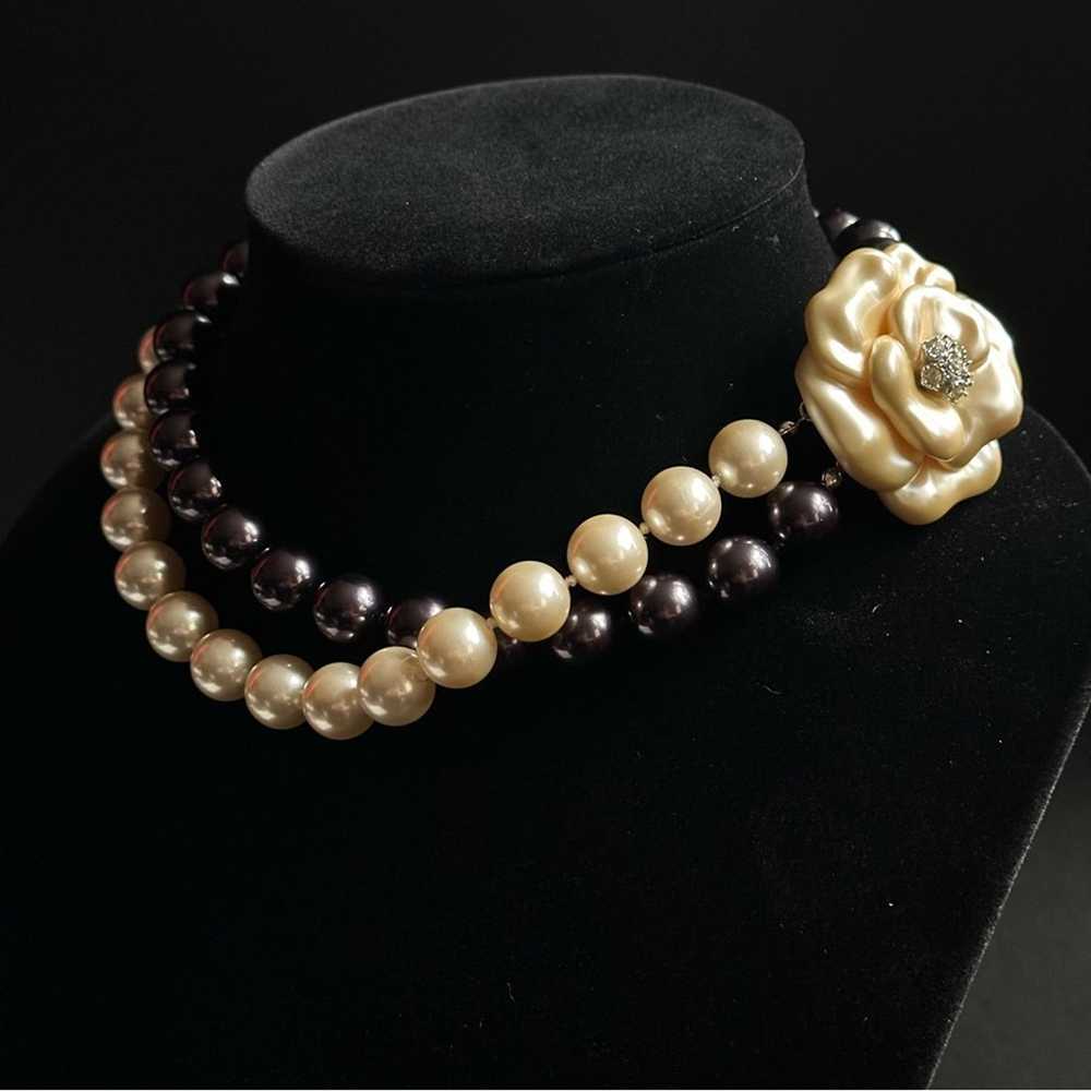 Brand Vintage Heavy 2 Strand Choker With MOP Fleu… - image 2