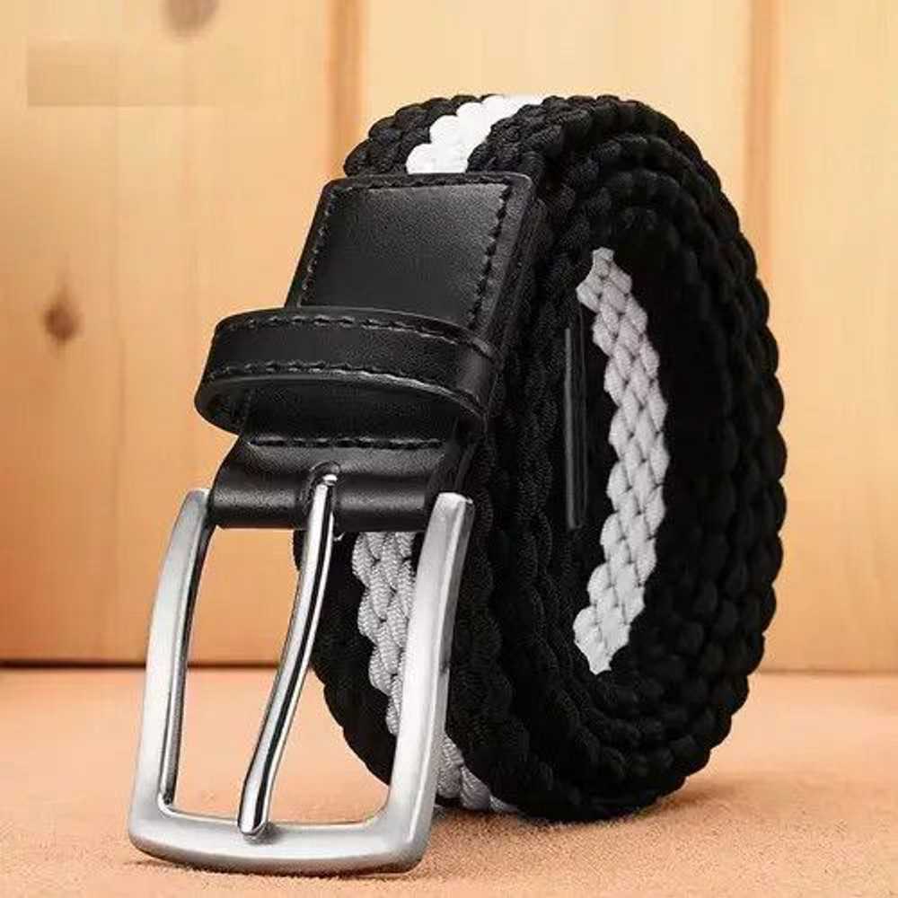 Streetwear Stretch Canvas Leather Belts for Men - image 2