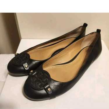 Tory Burch "Gabriel" Black Leather Ballet Flats Sz