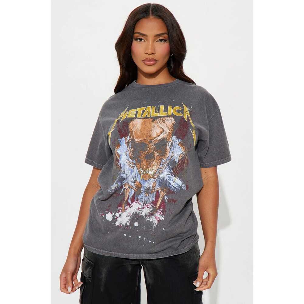 Metallica Women's T-Shirt Skull Distressed Charco… - image 2