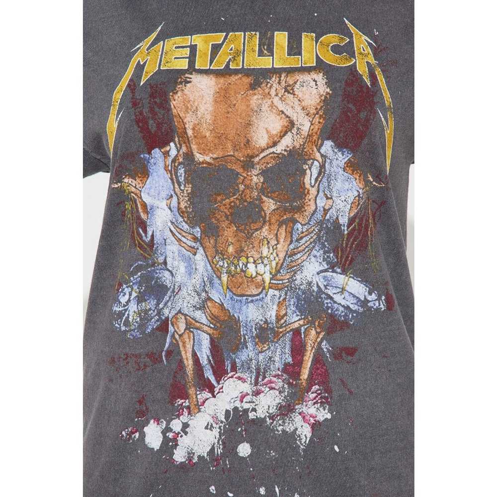 Metallica Women's T-Shirt Skull Distressed Charco… - image 5