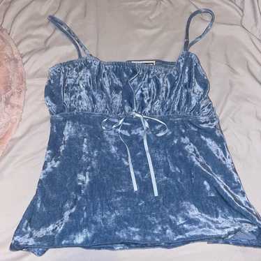 Baby blue velvet babydoll cami top - image 1