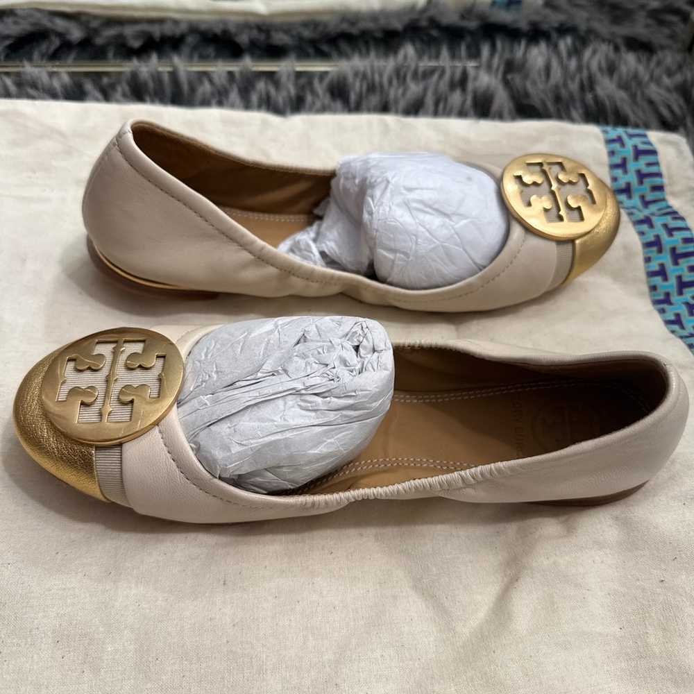 Tory Burch Minnie Travel Ballet Gold Flats size 5 - image 4