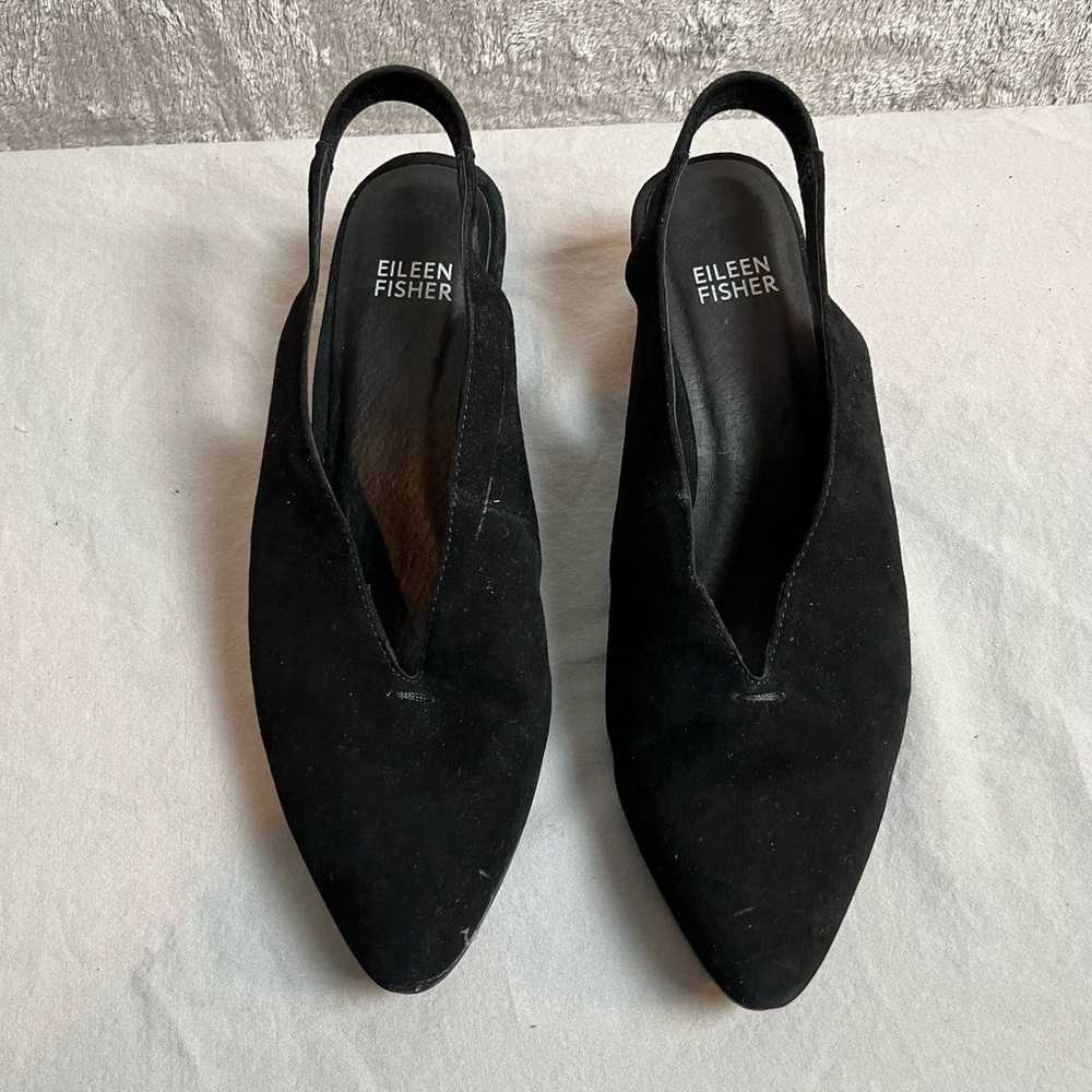 Eileen Fisher Gatwick Black Suede Slingback Heels… - image 2