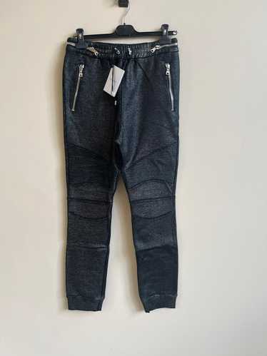 Balmain Metallic Dark Grey Biker Sweats in Dark Gr