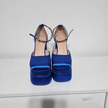 Royal blue platform heels