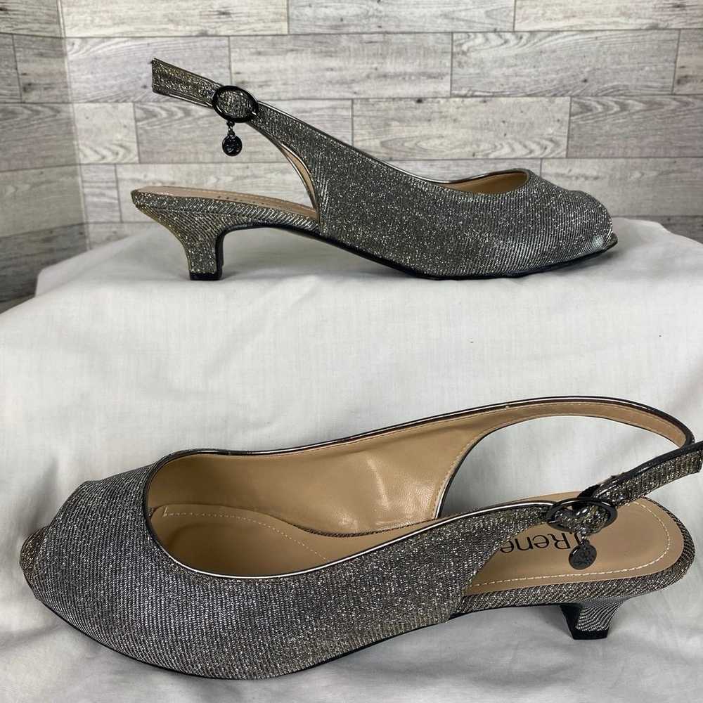 J. Renee Jenvey Pewter Metallic Slingback Open To… - image 1